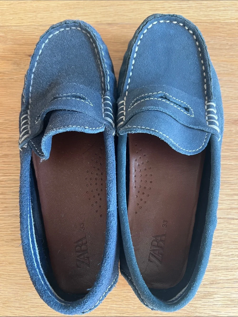 Zara girls Navy Suede Penny Loafers
